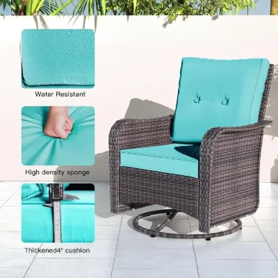 ALAULM 11PCS Outdoor Patio Furniture Set,PE Rattan Sectional Sofa Patio Conversation Sets with Fire Pit Table image {5}