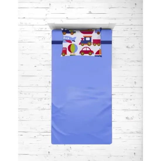 Bacati - Transportation Blue Navy Green Red Orange 4 pc Toddler Bedding Set image {4}