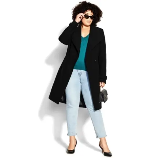 Women's Plus Size So Sleek Coat - black | CITY CHIC image {3}