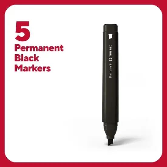 TRU RED Tank Permanent Markers Chisel Tip Blk 5/Pack TR54523 image {1}