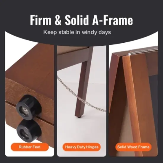 VEVOR A Frame Chalkboard Sign, Double-Sided Sidewalk Signs, Freestanding Vintage Wooden Chalk Board with Chalks & Magnetic Eraser, 20"x40", Brown image {3}