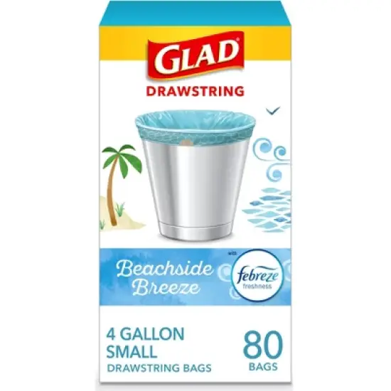 Glad Small Drawstring Trash Bags - Beachside Breeze - 4 Gallon image {15}