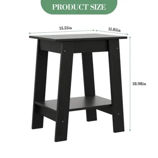 ODK End Table with Double Storage Shelves, Small Space Side Table for Farmhouse Bedroom, Studio Apartment, Entryway image {1}