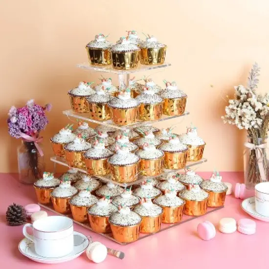 Vdomus LED Cupcake Stand Tower for Birthday/Wedding/Babyshower Party with String Lights, Multicolored image {2}