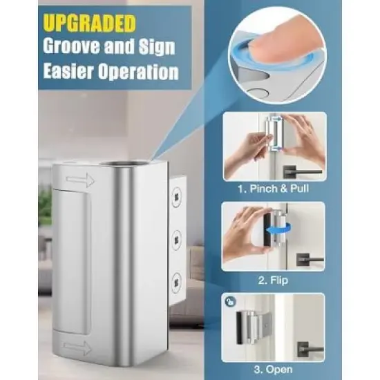 DOMETOUR Home Security Door Reinforcement Lock Child Proof, Withstand 800lbs, High Security Interior Door Lock image {5}