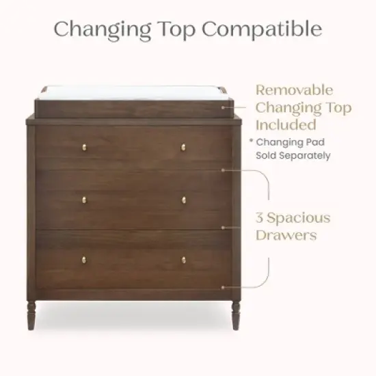 Delta Children Serena 3 Drawer Dresser with Changing Top image {5}