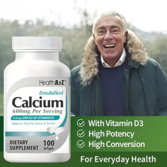 HealthA2Z - Emulsified Calcium with Vitamin D3 Softgels - 100 Count image {5}