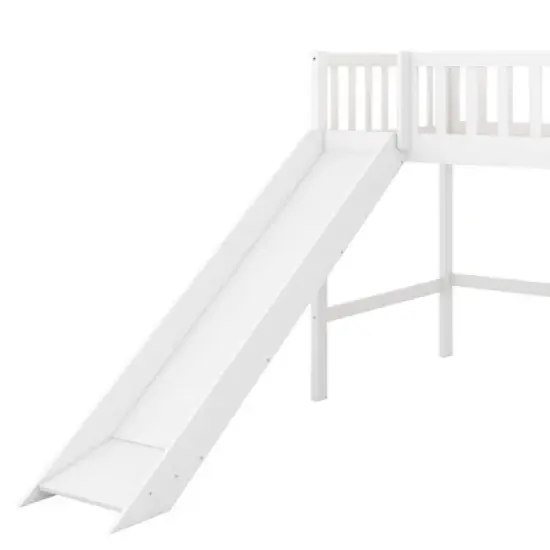 Twin Size Loft Bed with Ladder and Slide-ModernLuxe image {5}