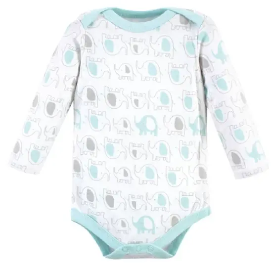 Luvable Friends Baby Boy Cotton Long-Sleeve Bodysuits 5pk, Boy Basic Elephant image {4}