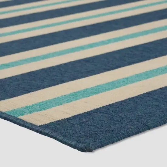 Ronan Geometric Outdoor Rug Blue/Ivory - Christopher Knight Home image {1}