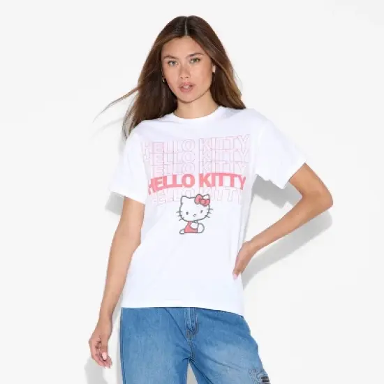 Women's Hello Kitty Short Sleeve Graphic T-Shirt - White image {1}