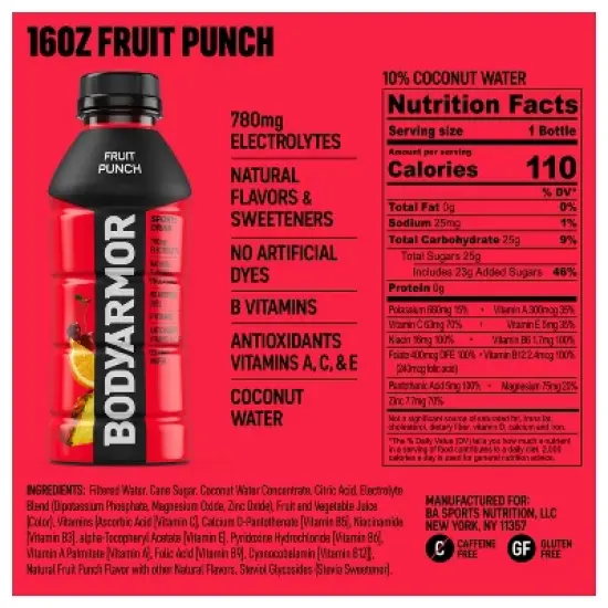 BODYARMOR Fruit Punch - 16 fl oz Bottle image {5}