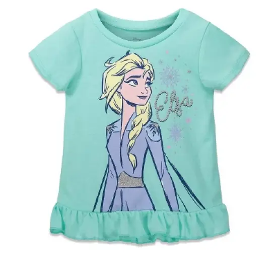 Disney Frozen Moana Princess Rapunzel Snow White Raya and the Last Dragon Girls Peplum T-Shirt and French TerryShorts Outfit Set Toddler image {1}
