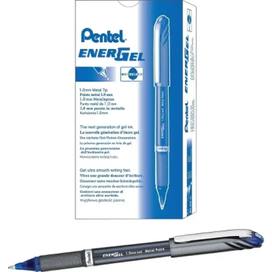 Pentel EnerGel NV Liquid Gel Pen 1mm Blue Barrel Blue Ink BL30C image {2}