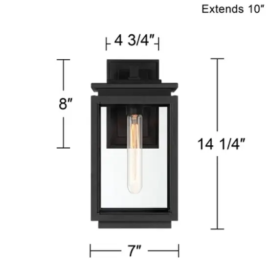 Possini Euro Design Atkins Modern Outdoor Wall Light Fixture Matte Black 14 1/4" Clear Glass for Post Exterior Barn Deck House Porch Yard Posts Patio image {7}