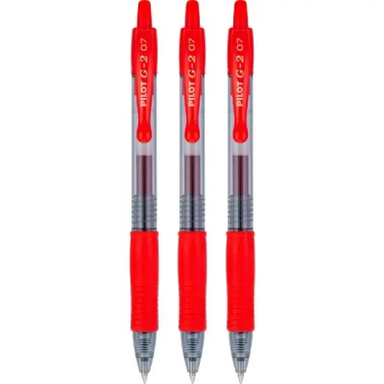 Pilot 3pk G2 Gel Pens Fine Point 0.7mm Red Ink image {1}