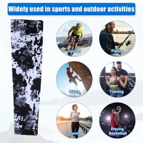 Unique Bargains Basketball Sports Camouflage Cooling Arm Elbow Compression Sleeve Black Gray White 1 Pair image {1}
