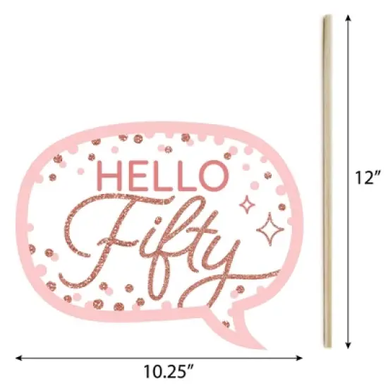 Big Dot of Happiness 50th Pink Rose Gold Birthday - Happy Birthday Party Photo Booth Props Kit - 20 Count image {4}