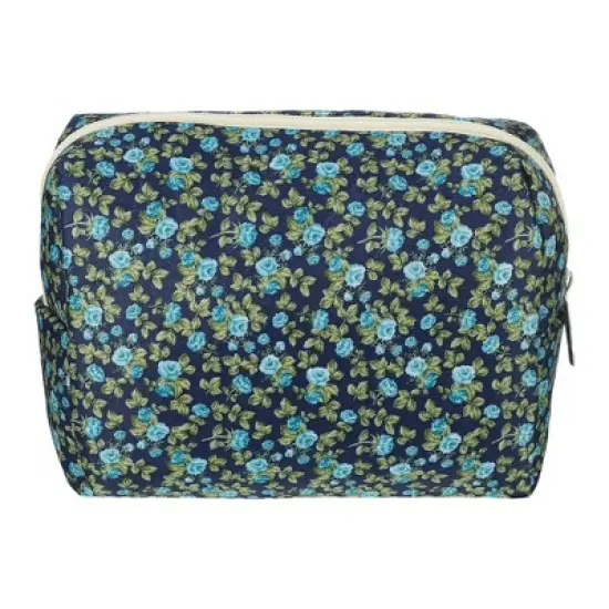 Unique Bargains Portable Peony Makeup Bag Green Blue 1 Pc image {3}