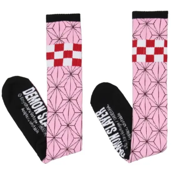 Demon Slayer Anime Nezuko Kamado Costume Knee High Socks For Women 1 Pair image {2}