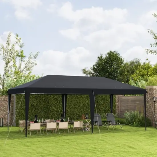 DSVIMOY 10'*20' Pop Up Canopy Tent, Outdoor Instant Gazebo Sun Shade Shelter for Catering, Wedding, Black, 230.4"*116.4"*104.4" image {1}