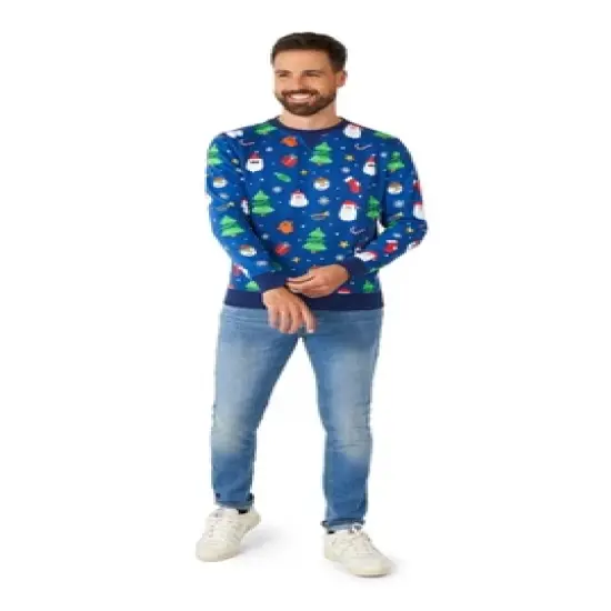 OppoSuits Men's Christmas Sweater - Festivity Blue image {2}