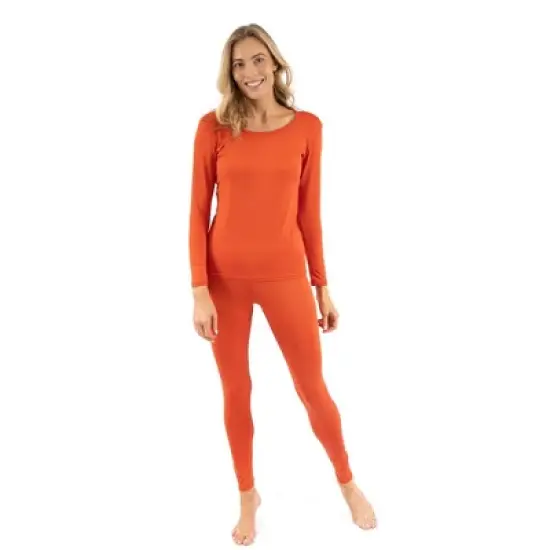 Leveret Womens Two Piece Classic Solid Color Thermal Pajamas image {8}