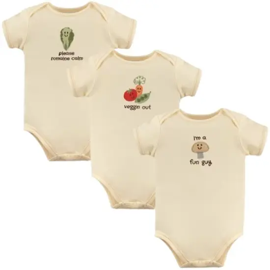 Touched by Nature Organic Cotton Bodysuits 3pk, Mushroom image {1}