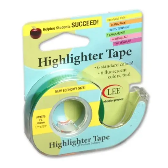 6pk Removable Highlighter Tape Fluorescent Green - Lee Products image {1}