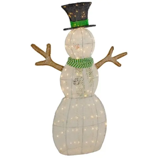 Northlight 43" LED Lighted Snowman with Top Hat and Green Scarf Outdoor Christmas Decoration image {5}