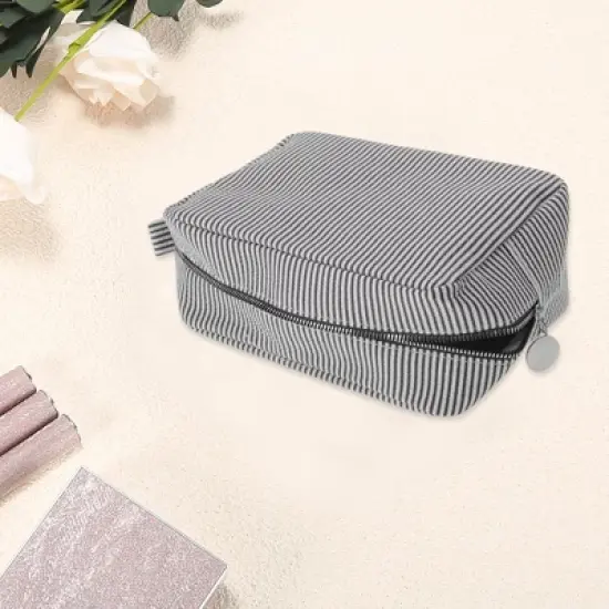 Unique Bargains Large Striped Pattern Makeup Bag 1Pc image {2}