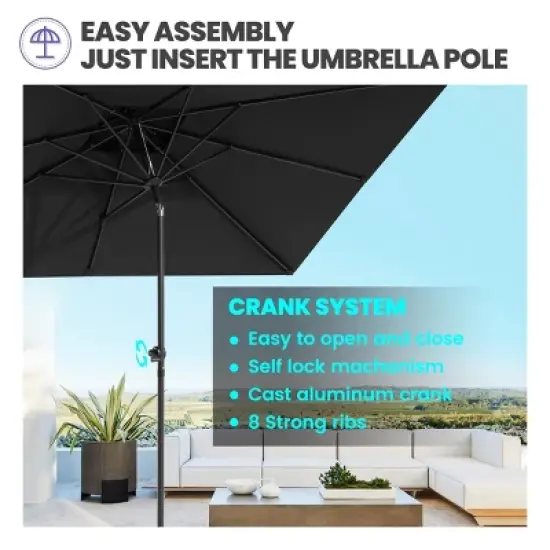 Crestlive Products 10 x 6.5 FT Double Top Patio Outdoor Umbrella  Rectangular Tilting Parasol Waterproof image {6}