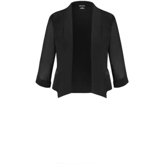 Women's Plus Size Cropped Blazer Jacket - black | CITY CHIC image {2}