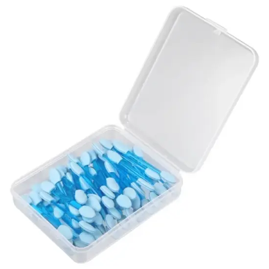 Unique Bargains Short Sponge Dual Sides Eye Shadow Makeup Brushes Applicator Blue Clear 50 PCS image {5}