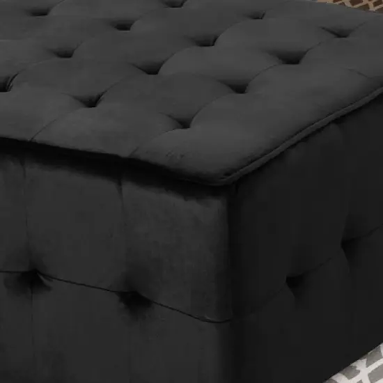 Judson Glam Tufted Velvet Ottoman Black - Christopher Knight Home image {3}