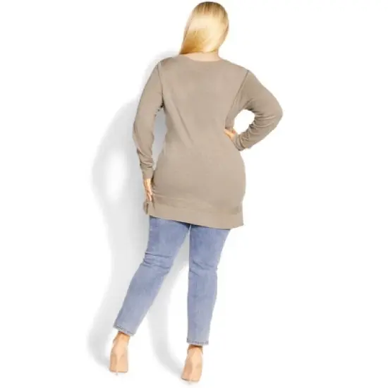 Women's Plus Size Ribbed Trim Sweater - neutral | AVENUE image {3}