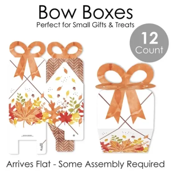 Big Dot of Happiness Fall Foliage - Square Favor Gift Boxes - Autumn Leaves Party Bow Boxes - Set of 12 image {5}