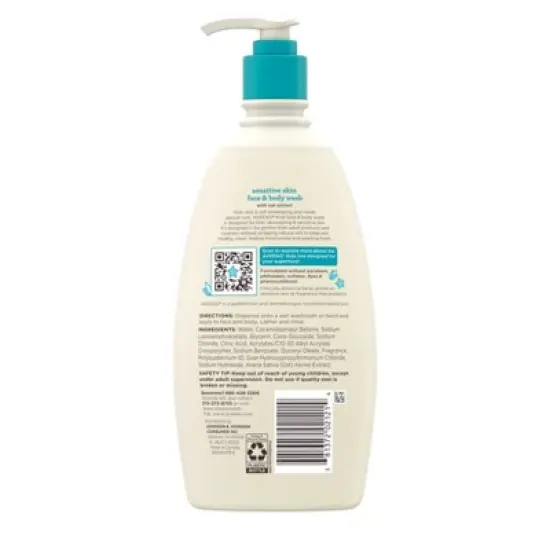 Aveeno Kids Sensitive Skin Face & Body Wash With Oat Extract, Gently Washes Without Drying - 18 fl oz image {1}