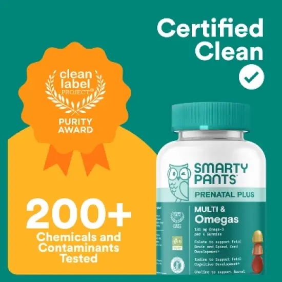 SmartyPants Prenatal Plus Multivitamin & Omegas Gummies with Methylfolate, C, D3, B12 & Zinc -120ct image {12}