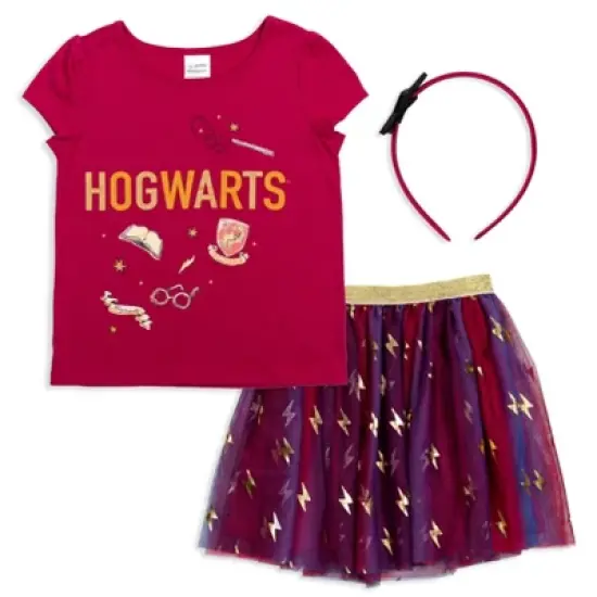 Harry Potter Hogwarts 3 Piece Outfit Set: T-Shirt Skirt Headband  image {11}