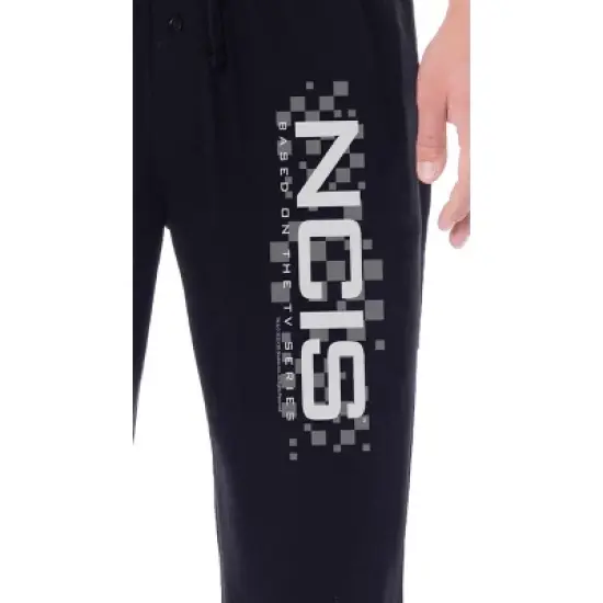 NCIS Mens' TV Show Episodes Series Logo Icon Title Sleep Pajama Pants Black image {1}