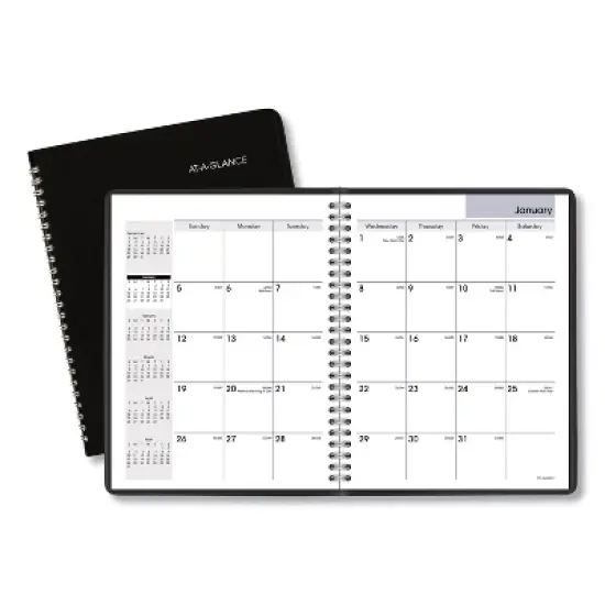 DayMinder Monthly Planner with Notes Column, Ruled Blocks, 8.75 x 7, Black Cover, 12-Month (Jan to Dec): 2026 image {7}