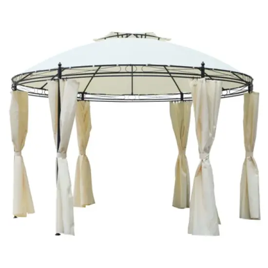 Outsunny 11.5' Steel Outdoor Patio Gazebo Canopy with Double roof Romantic Round Design & Included Side Curtains image {7}