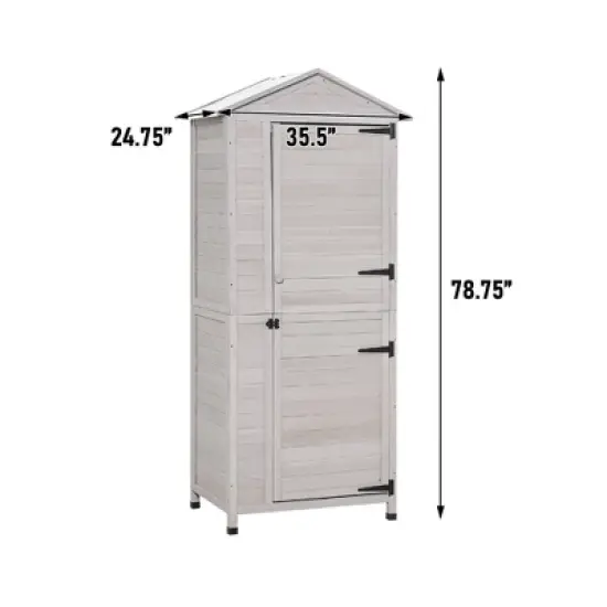 WELLFOR 155 gal 3 Shelf Wood Tool Organizer Deck Box Light Gray image {6}