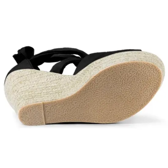 Allegra K Women's Lace Up Espadrilles Wedges Sandals image {5}