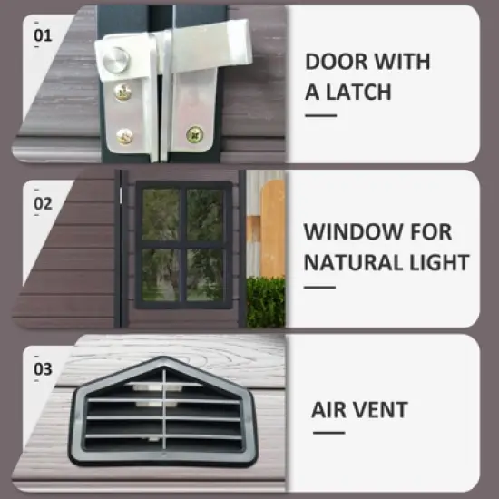 Outdoor Storage Shed with Floor, Weather-Resistant Large Resin Tools Shed with Lockable Door, Windows and Air Vents, Sloping Roof for Backyard Patio image {2}