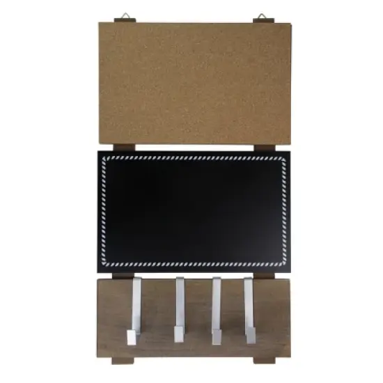 Northlight 24" Black Hanging Combination Chalkboard, Corkboard, and Hooks image {2}