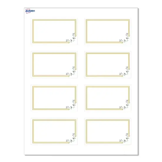 Avery&reg; Cards, 2" x 3.5", Double Gold Border w/ Florals, 80ct image {9}