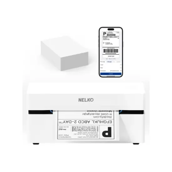 Nelko PL80E Bluetooth Label Printer White with 4"x6" 500 Sheets image {4}