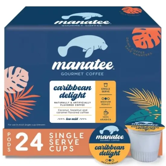 Manatee Gourmet Coffee Caribbean Delight Flavored Medium Roast Coffee Pods - 24ct image {8}